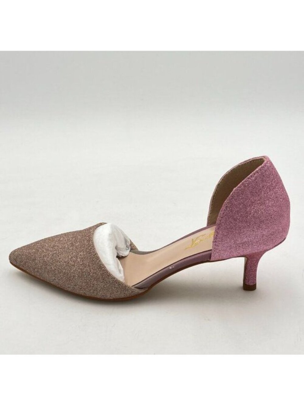 FOWT Women  Pink Closed Pointed Toe Kitten Heel Pumps Slip On Two Toned D'Orsay